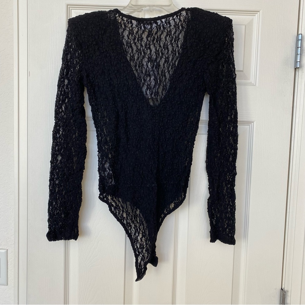 Women’s Black Lace Long-Sleeve Bodysuit
